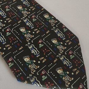 Rene Chagall Hand Made Golf Pattern Silk Necktie Mens Accessory